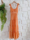 Ruched Up Sleeves Deep Neck Line Tiered Sundress